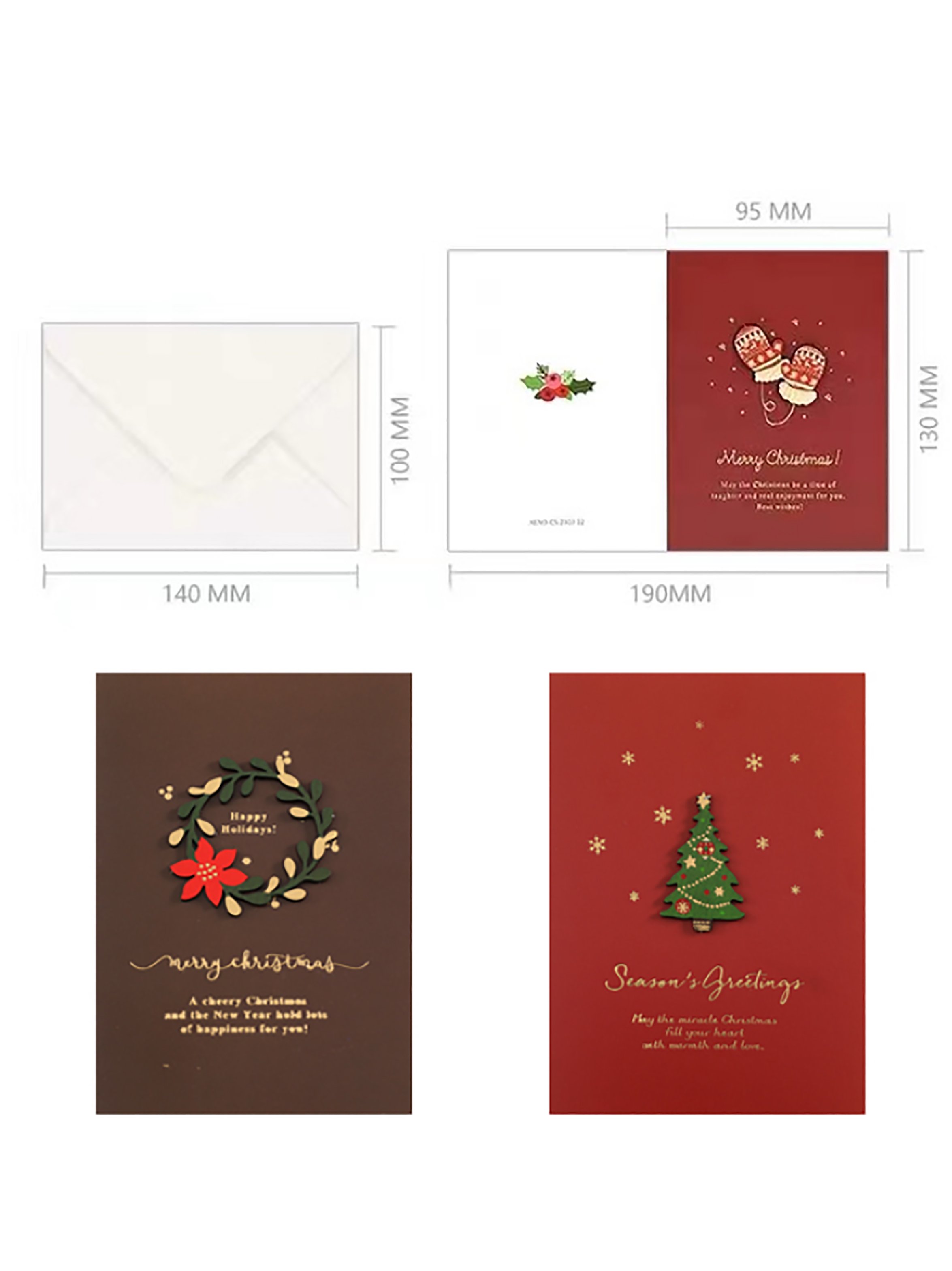 Christmas Embossing Greeting Cards With Envelopes Christmas Eve Gift Cards Holiday Blessings (1 Card With Envelope)