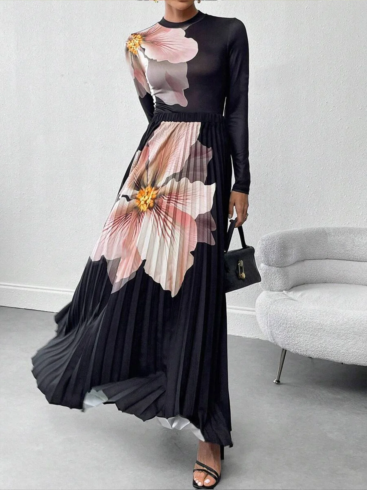 Loose Printing Elegant Floral Maxi Skirt