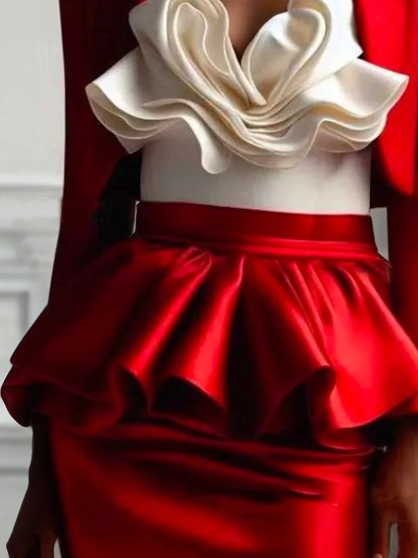 Elegant Peplum Plain Skirt