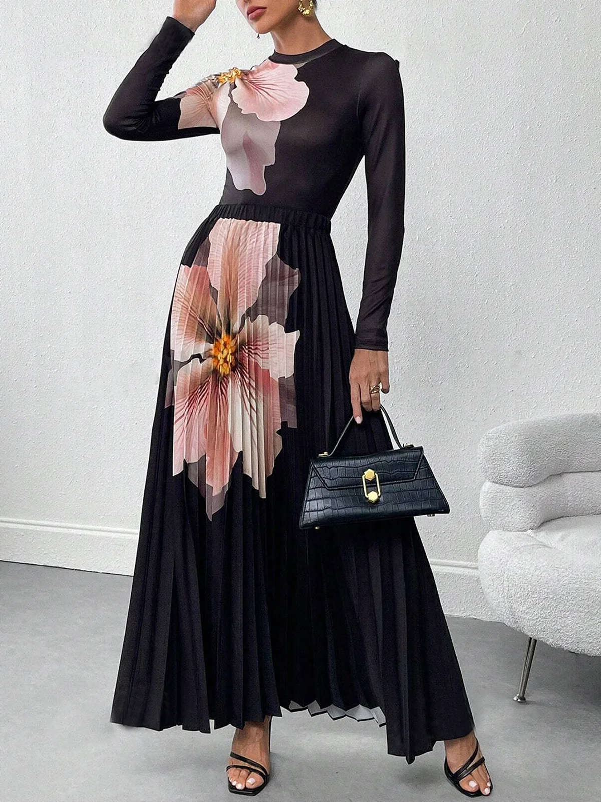 Loose Printing Elegant Floral Maxi Skirt