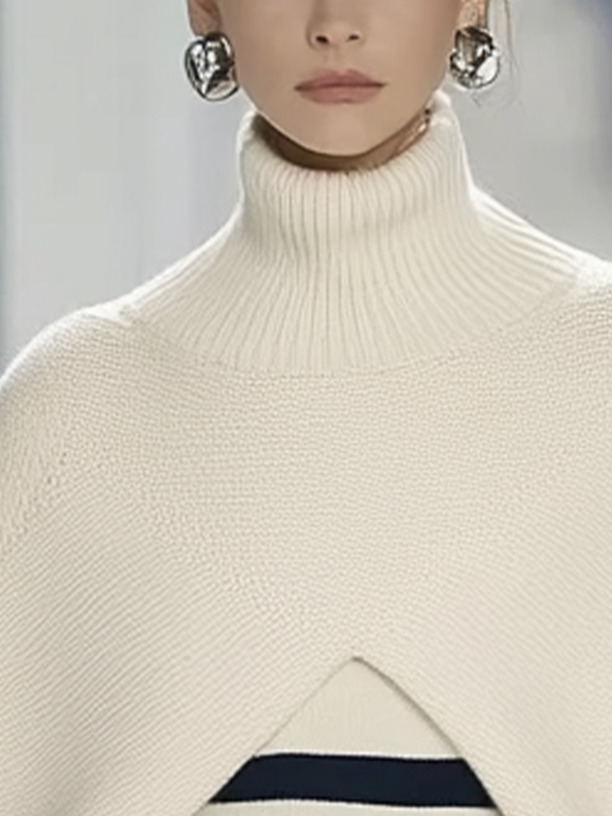 Turtleneck Plain Loose Casual Sweater The Interior Does Not Include