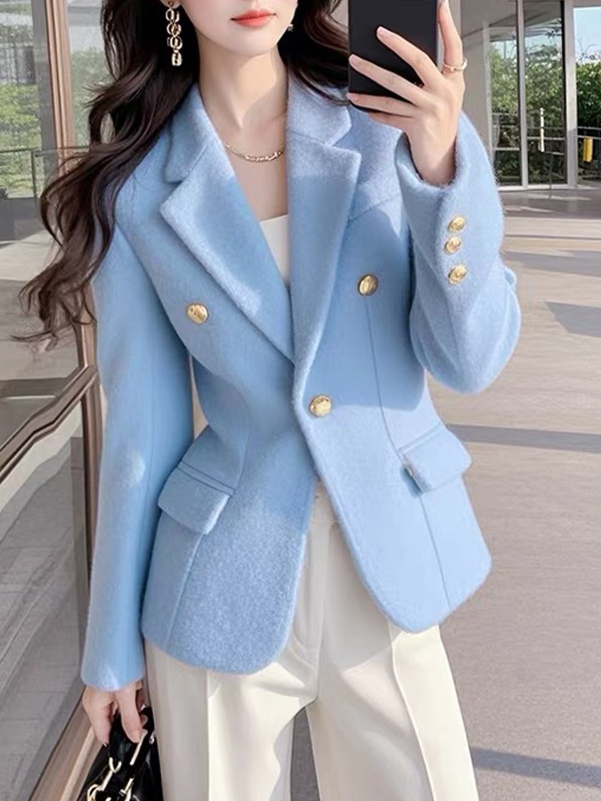 Urban Lapel Collar Plain Blazer