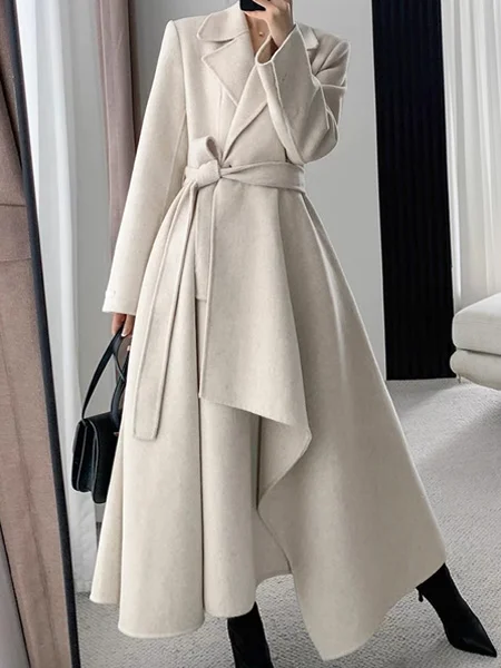 Urban Plain Loosen Coat With Belt