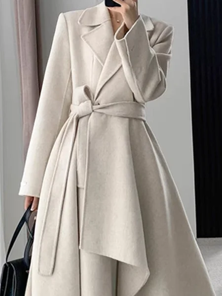 Urban Plain Loosen Coat With Belt