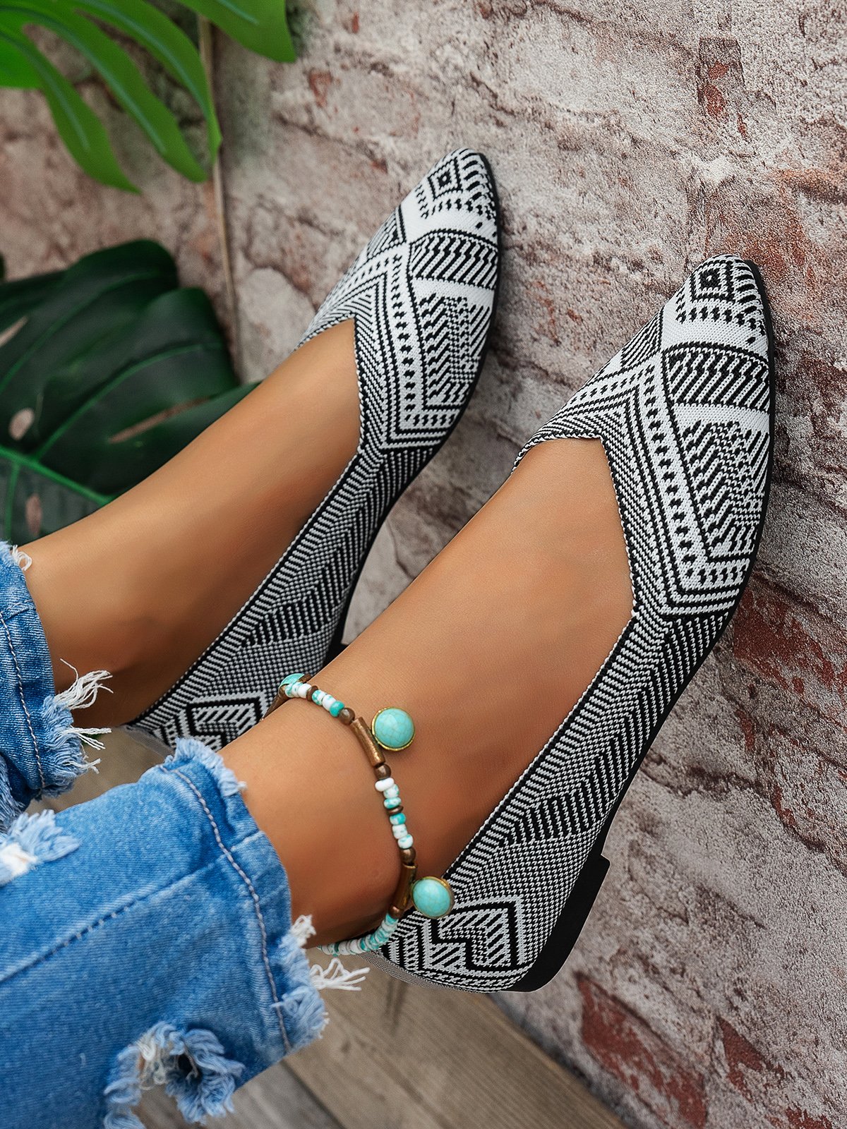 All Season Geometric Mesh Fabric Loafers