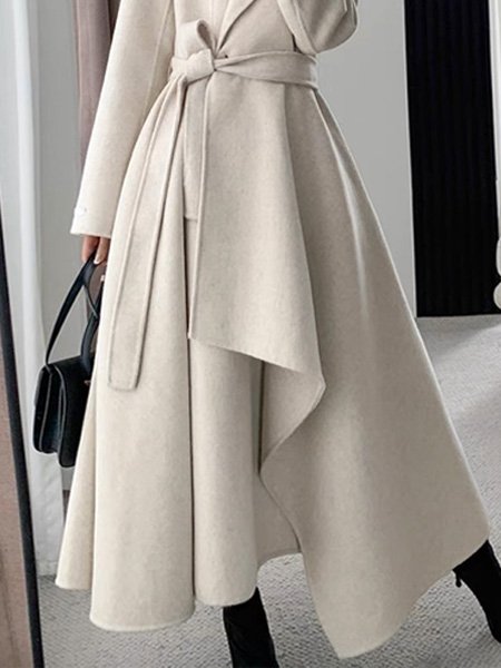 Urban Plain Loosen Coat With Belt