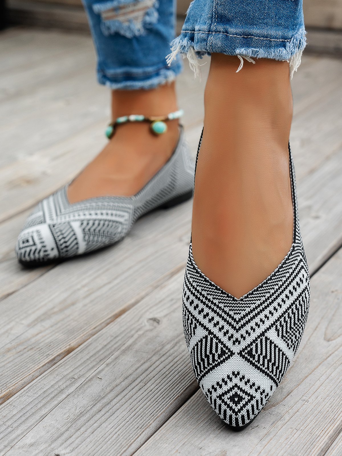 All Season Geometric Mesh Fabric Loafers