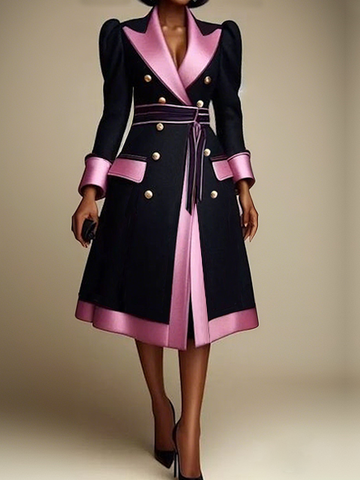 Urban Shawl Collar Coat With Mid-long Belt