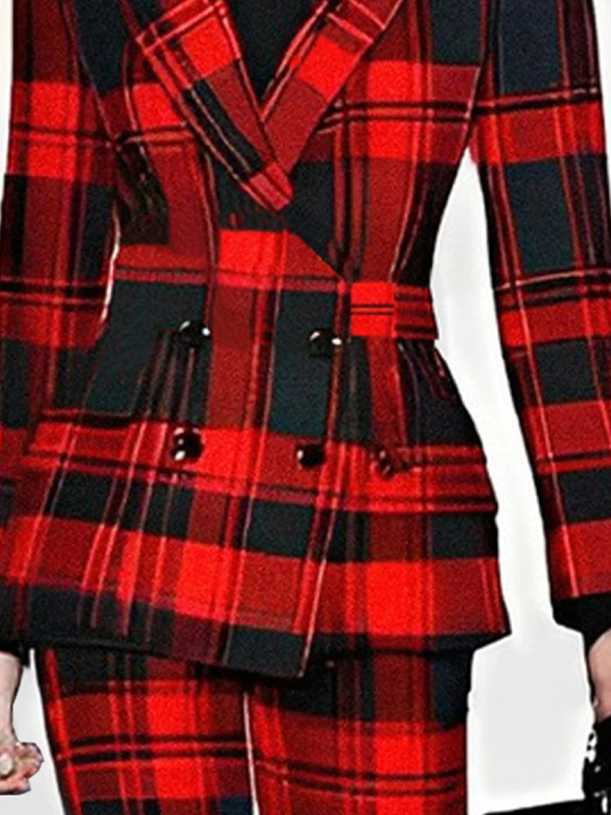 Urban Plaid Lapel Collar Blazer