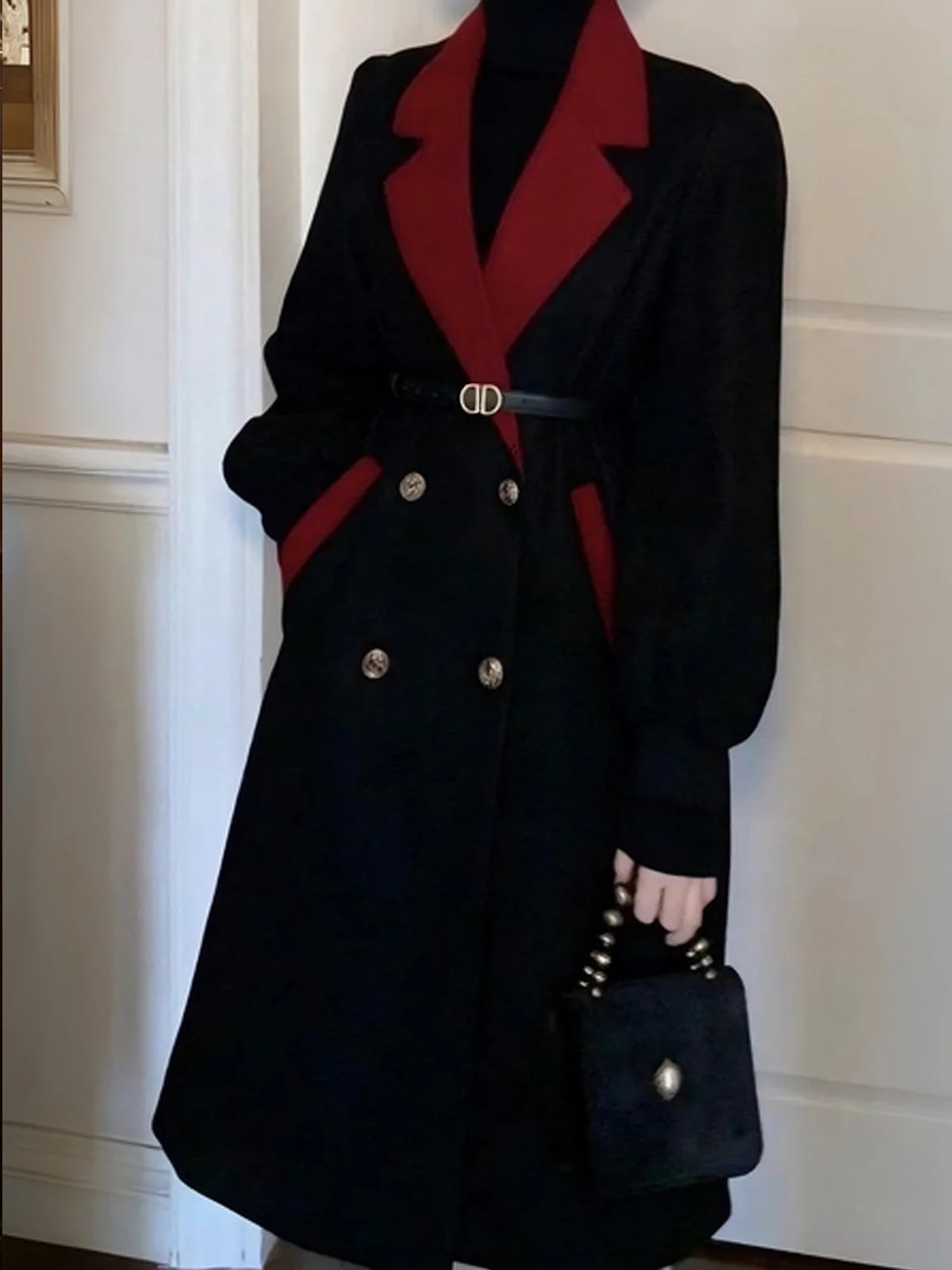 Woolen Urban Lapel Collar Coat With No Belt