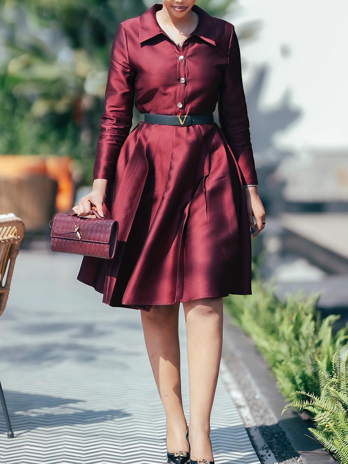 Elegant Plain Shirt Dress With No Belt