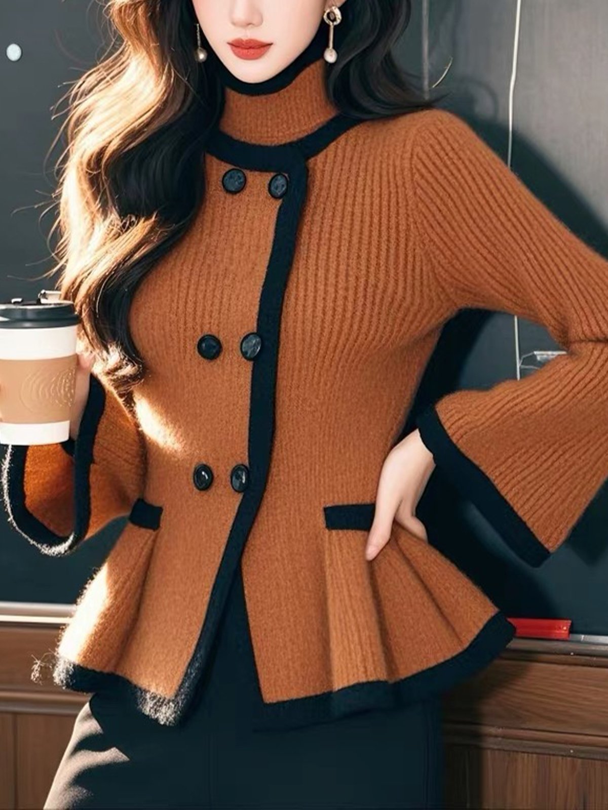 Color Block Casual Cardigan Sweater