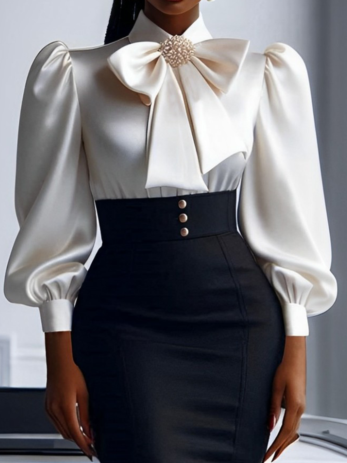 Elegant Plain Puff Sleeve Shirt