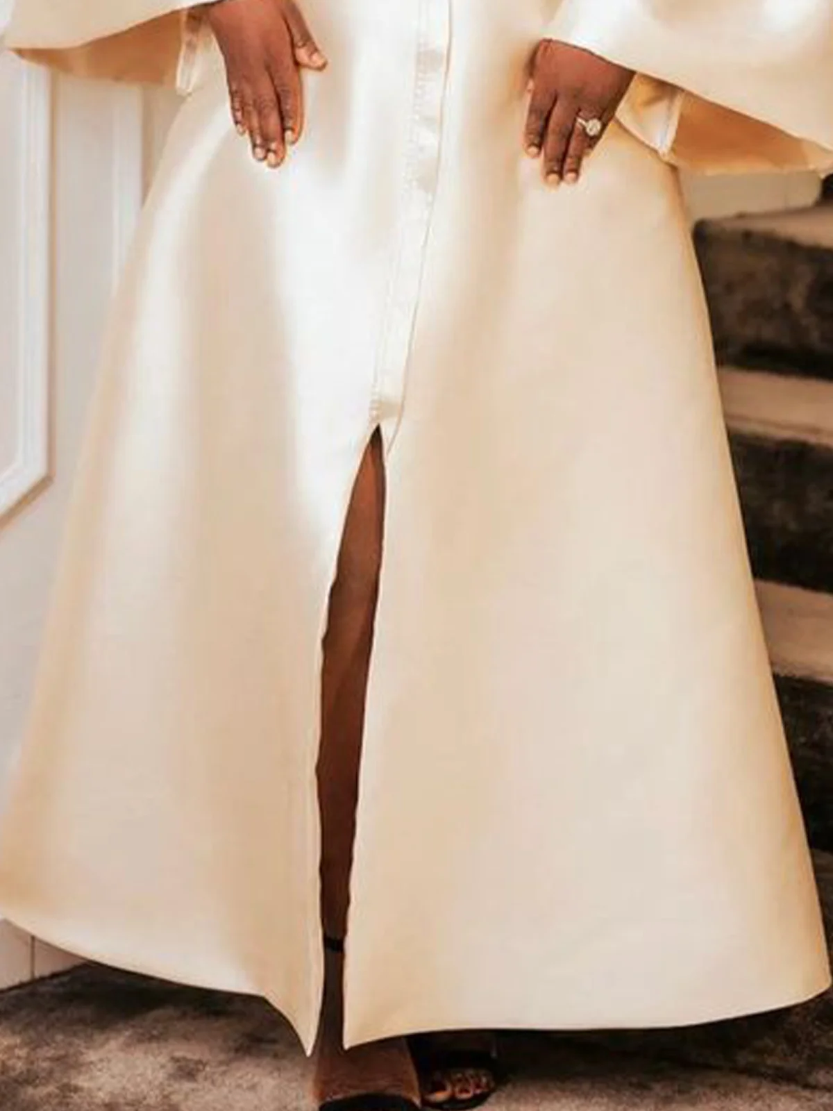 Elegant Bell Sleeve Plain Party Maxi Dress