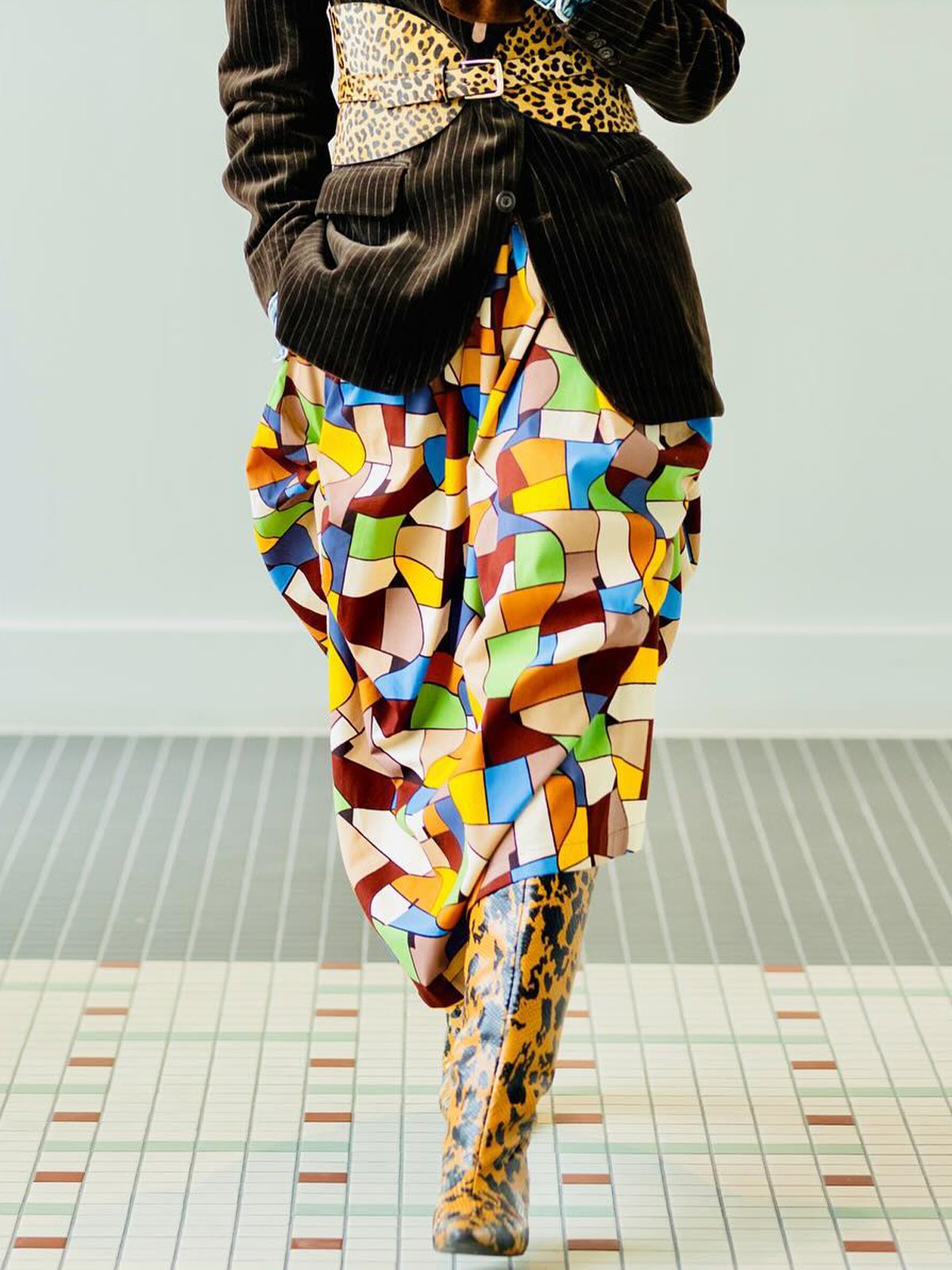 Urban High Waist Colorblock Skirt