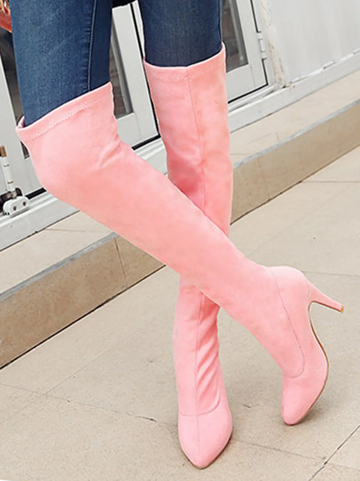 Elegant Stiletto Heel Autumn Fleece Boots