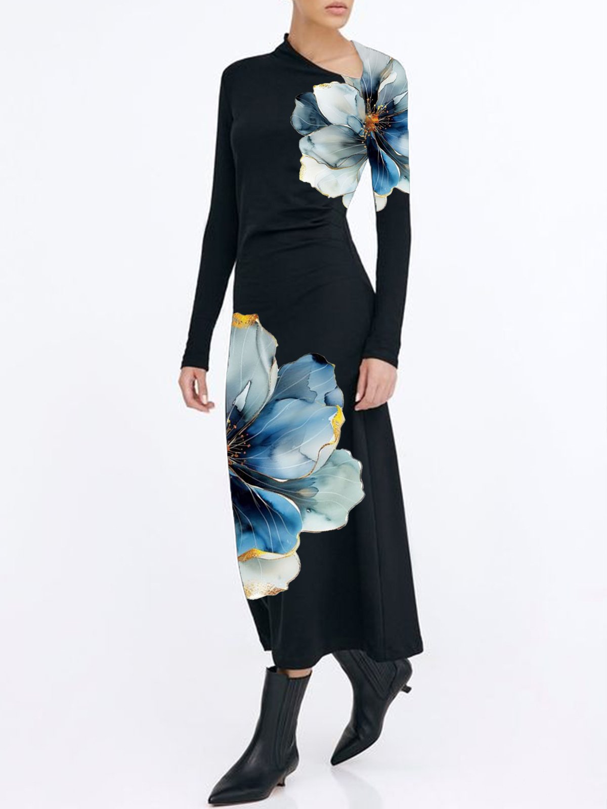 Floral Elegant Slash Neck Maxi Dress