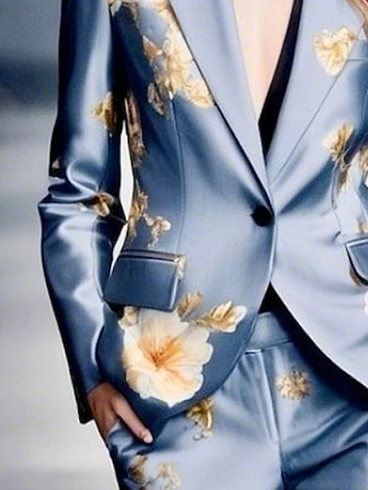 Lapel Collar Floral Urban Blazer