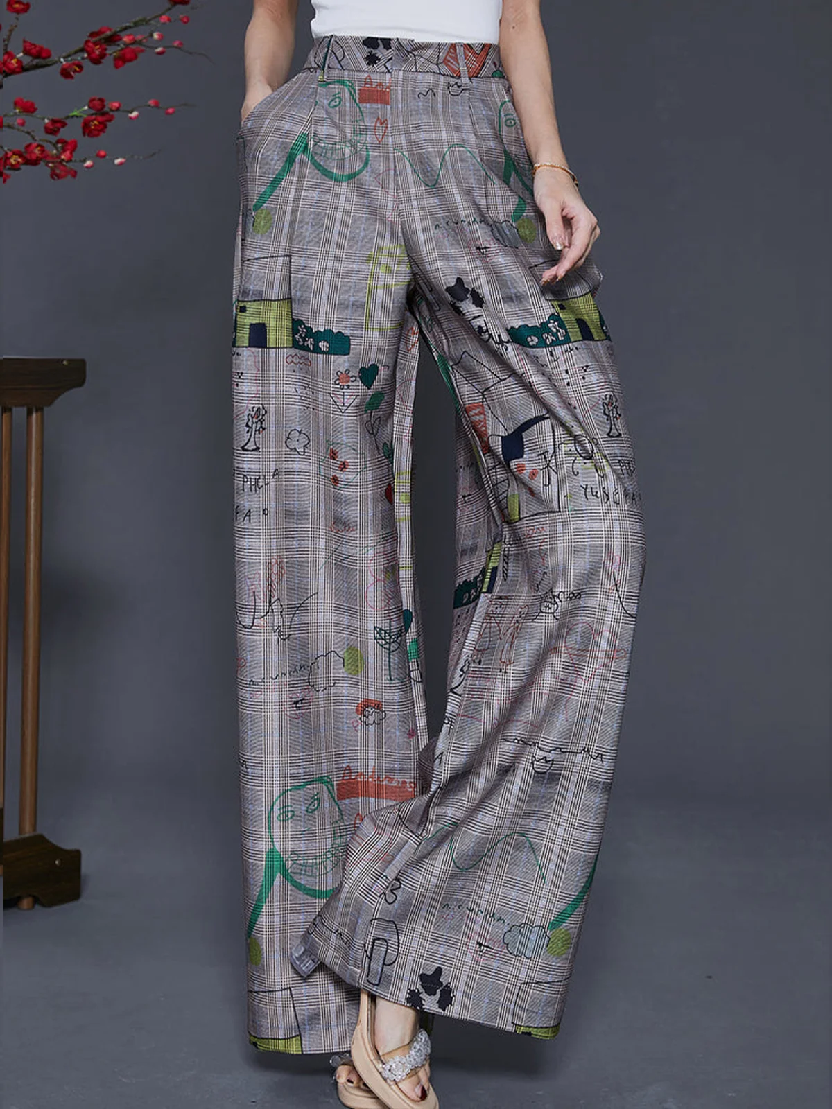 Plaid Wide leg Urban Loose Pants