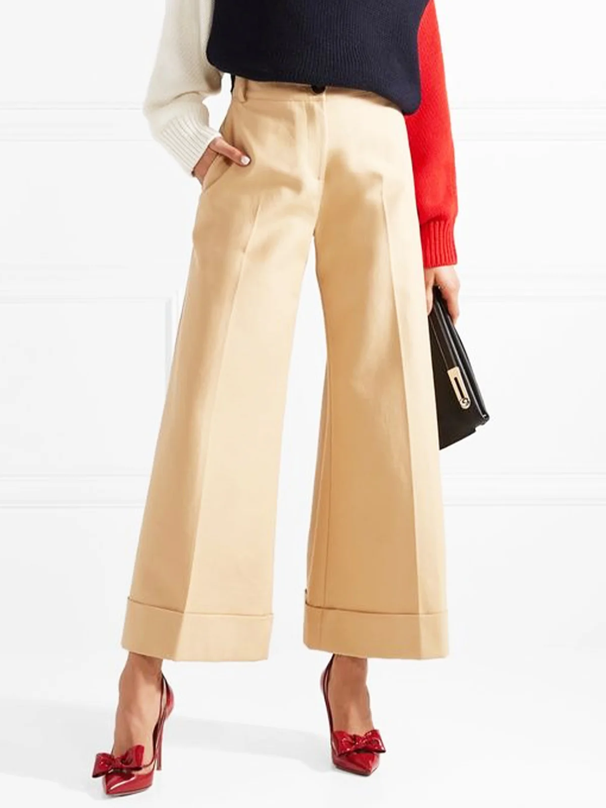 Urban Plain Fashion Wide leg Pants