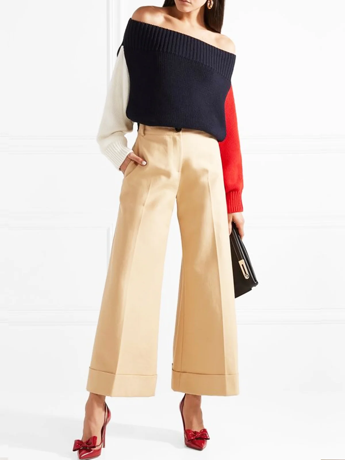 Urban Plain Fashion Wide leg Pants