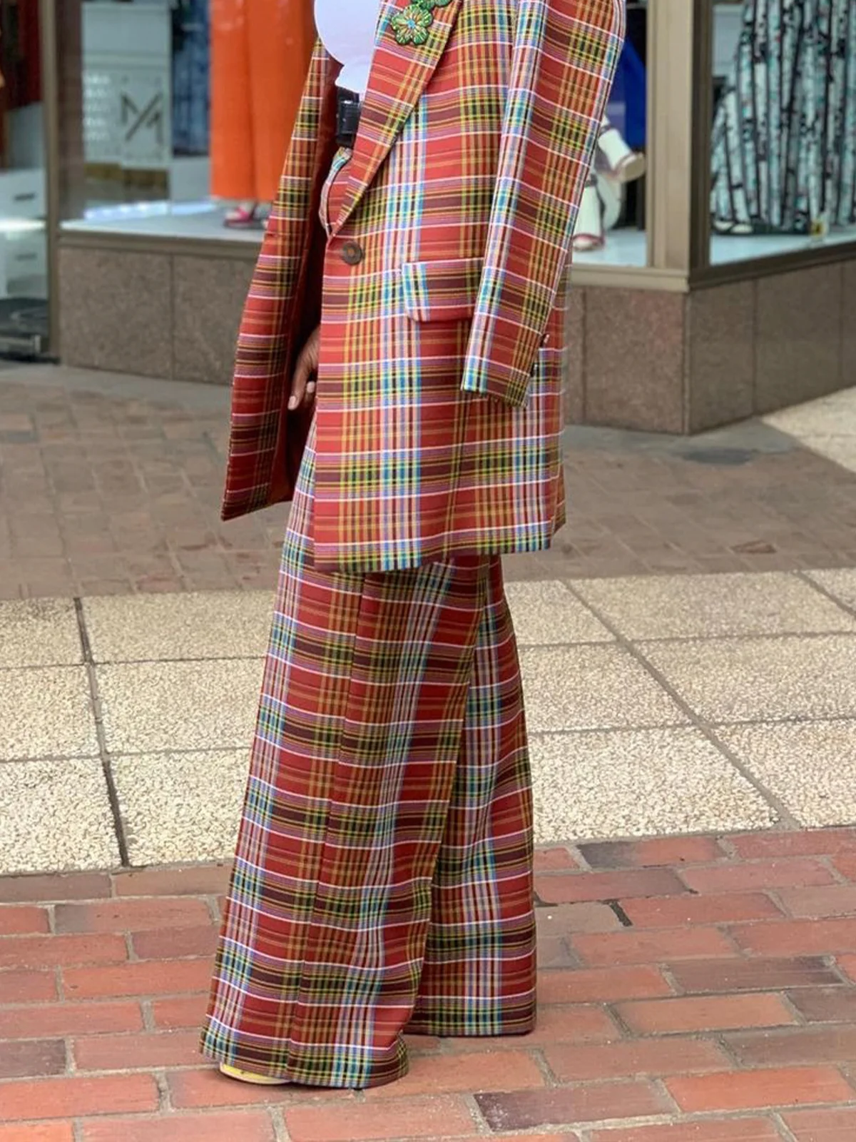 Plaid Urban Fashion Pants With No Belt