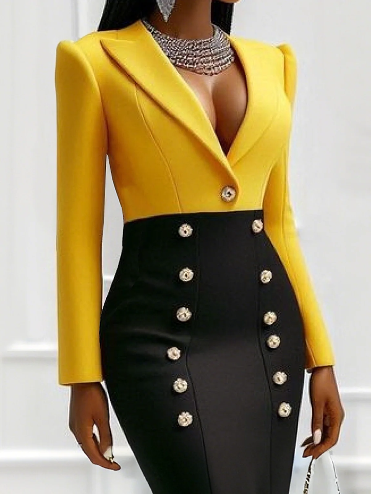 Elegant Color Block Commuting Mini Dress