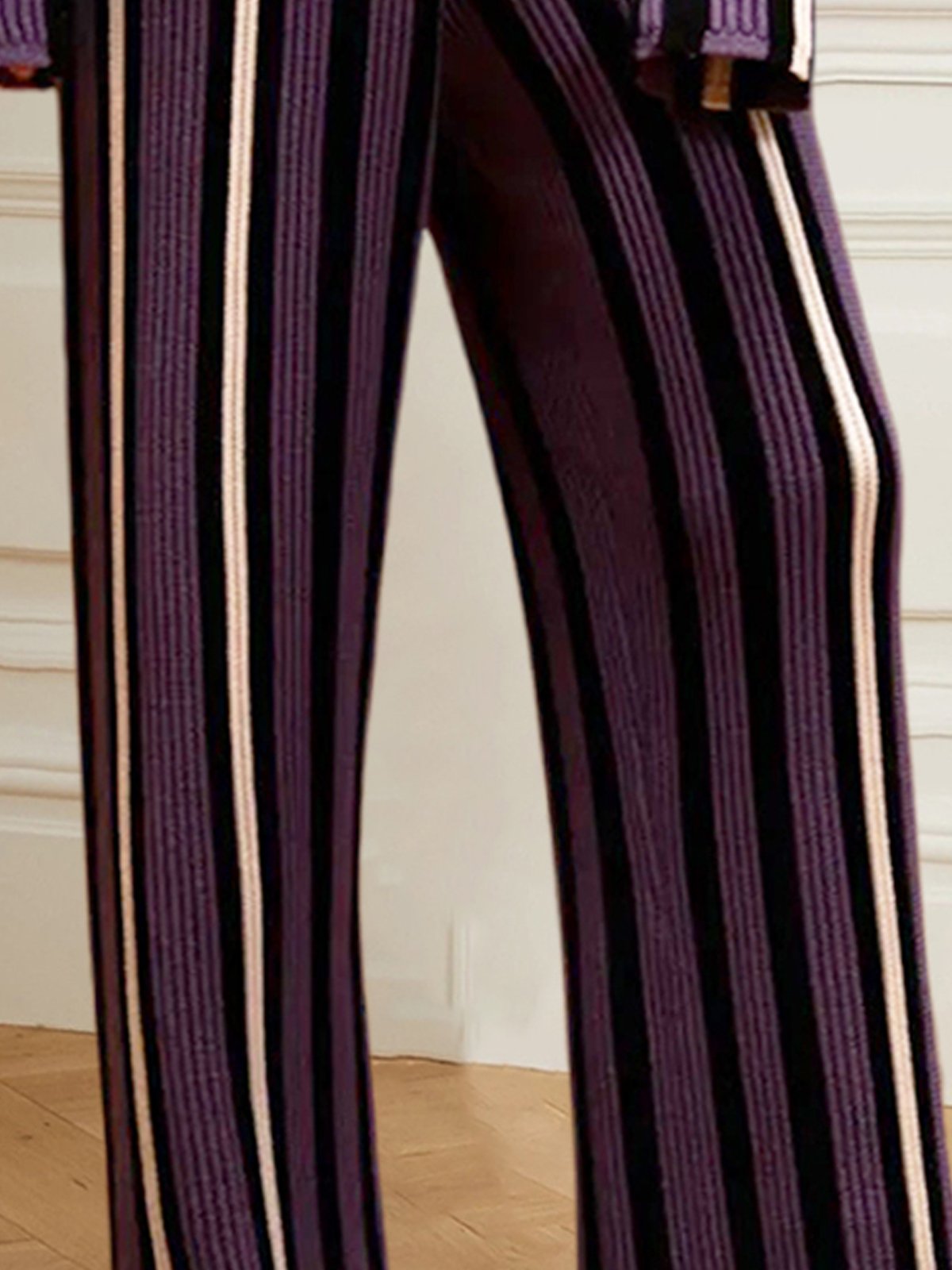 Striped Loose Wide leg Casual Sweater Pants