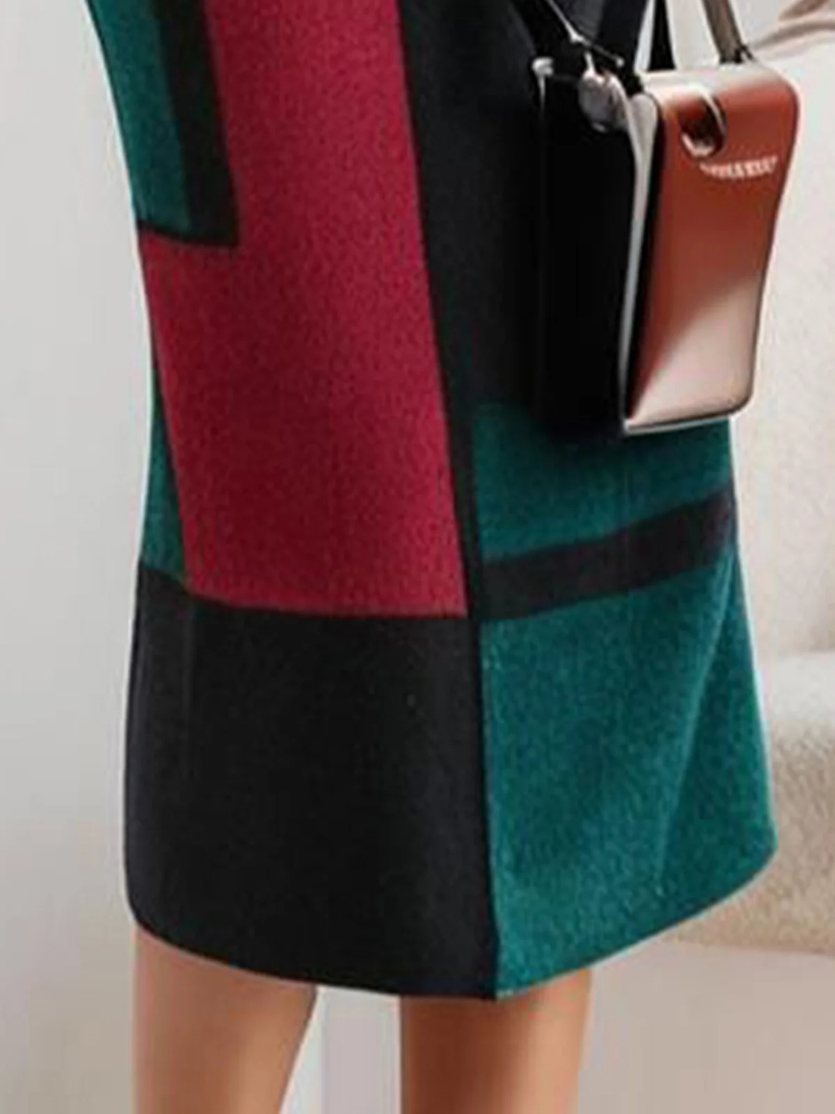 Casual Geometric Sweater Skirt With No Belt