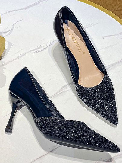 Glitter Leather Elegant All Season Flat