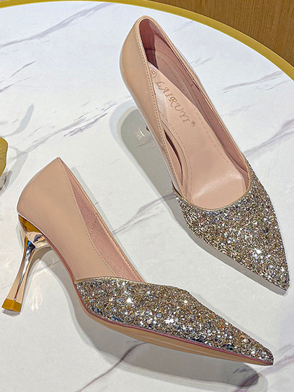 Glitter Leather Elegant All Season Flat