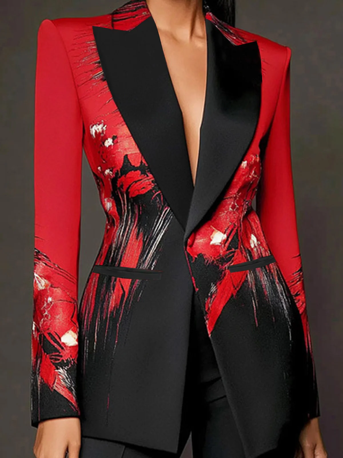 Urban Abstract Printing Lapel Collar Blazer