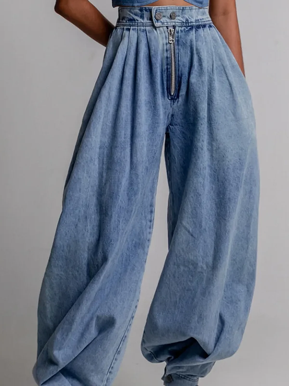 Plain Denim Casual Long Jeans