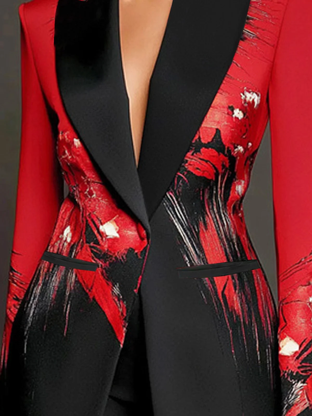 Urban Abstract Printing Lapel Collar Blazer