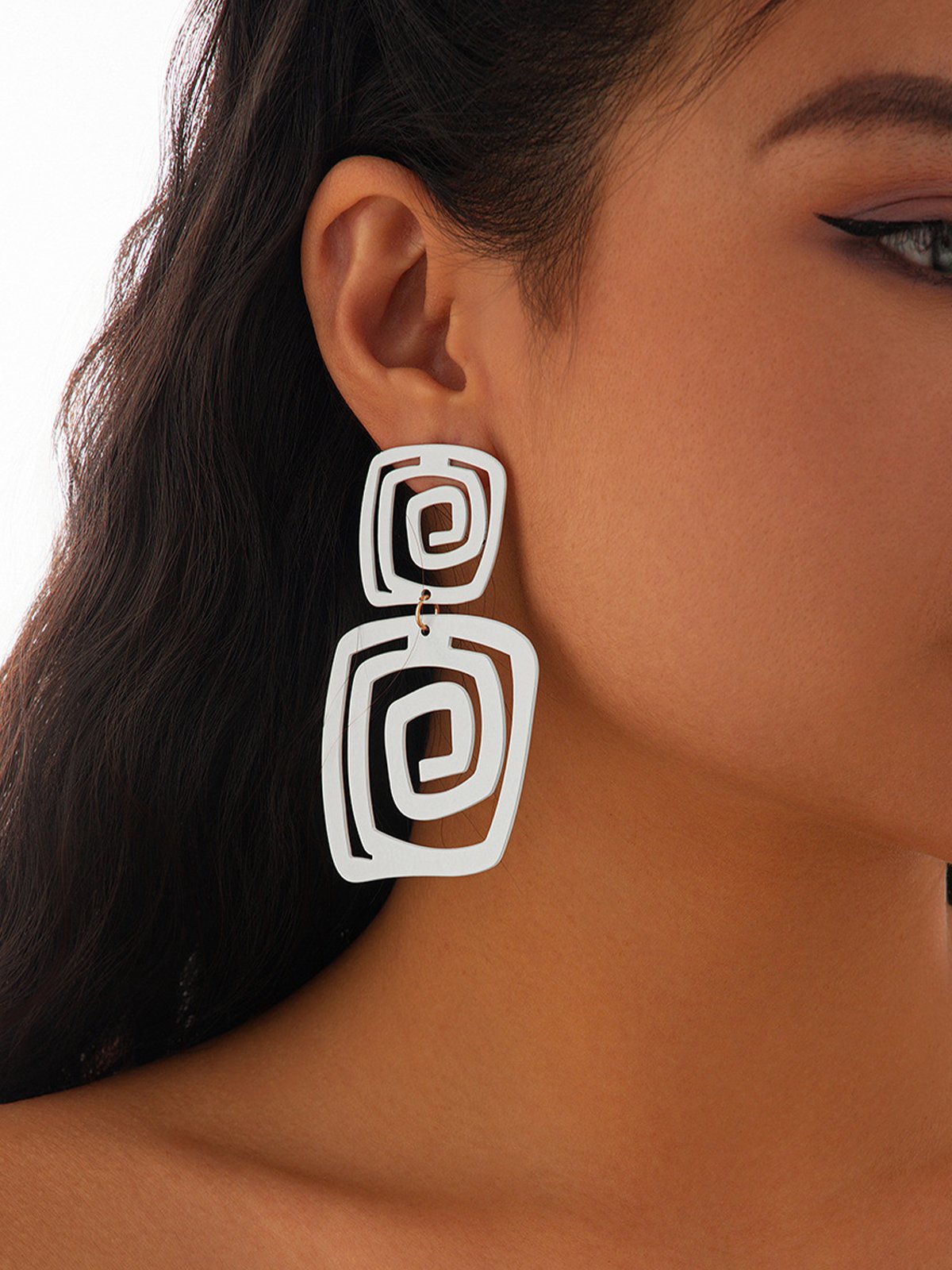 Irregular And Exaggerated Square Spiral Earrings With Personalized Metallic Iron Drip Oil Earrings