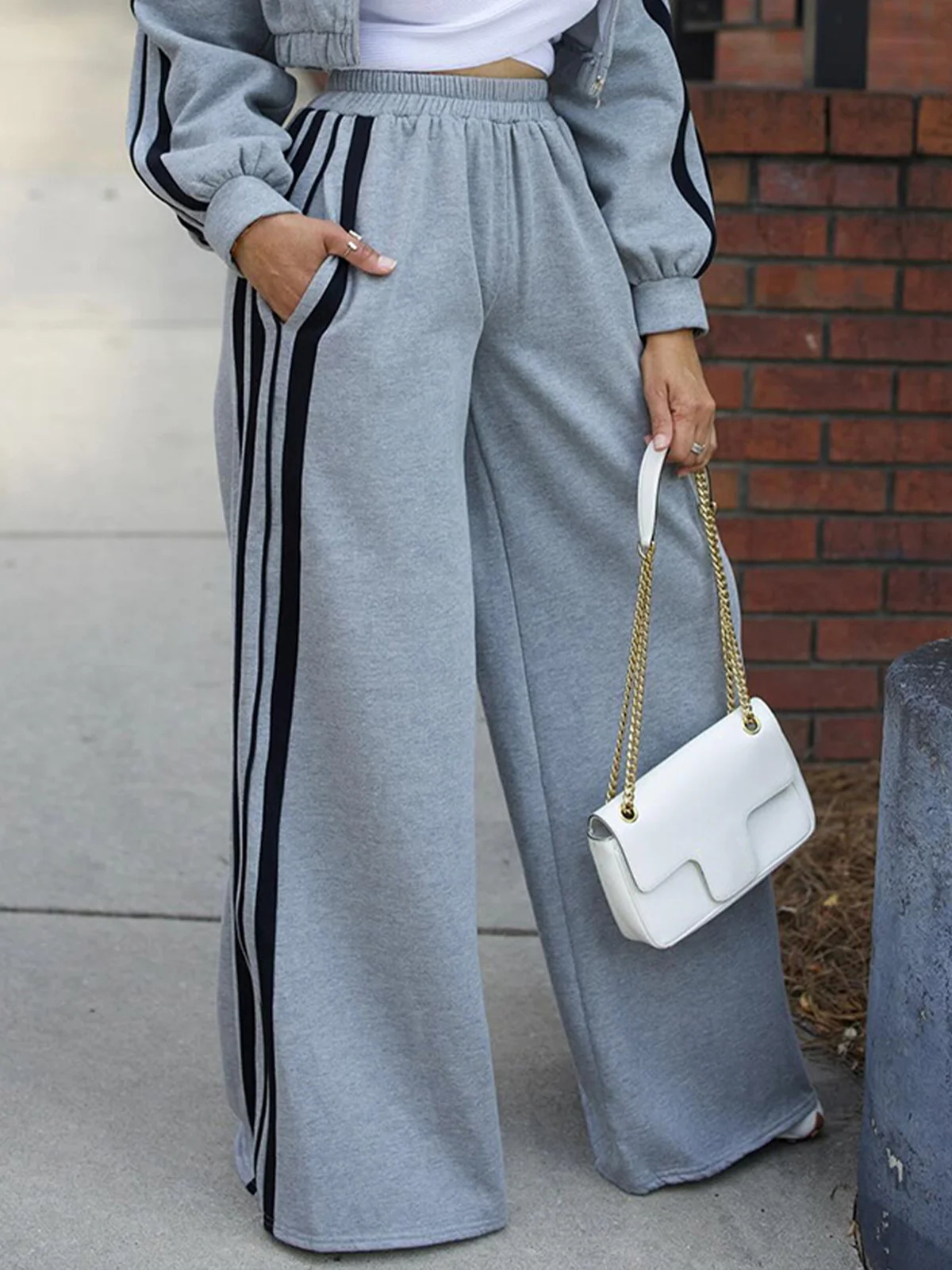 Color Block Wide leg Casual Pants