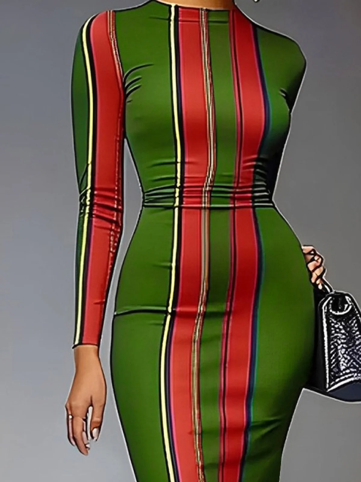 Tight Striped Crew Neck Urban Dress