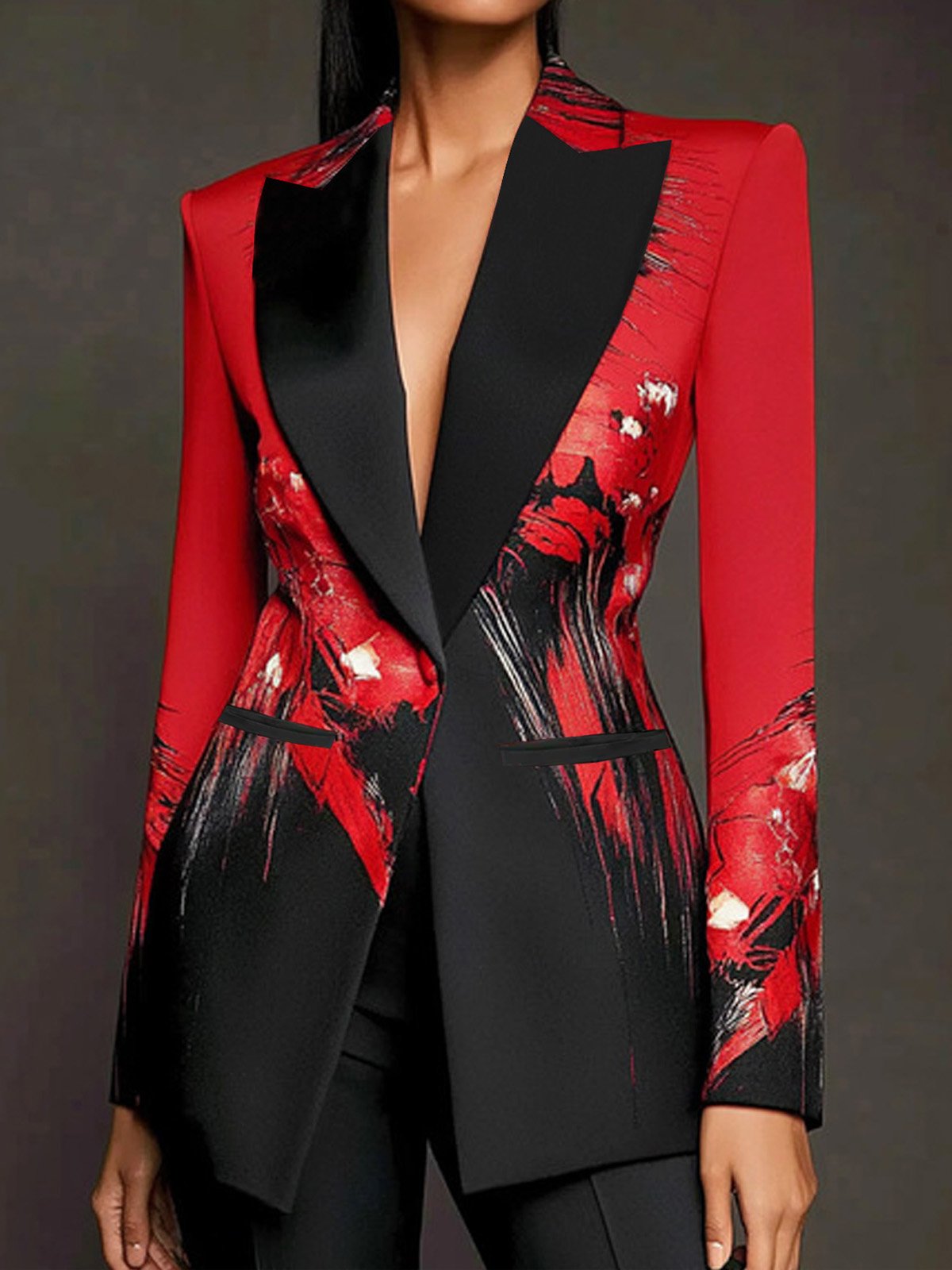 Urban Abstract Printing Lapel Collar Blazer