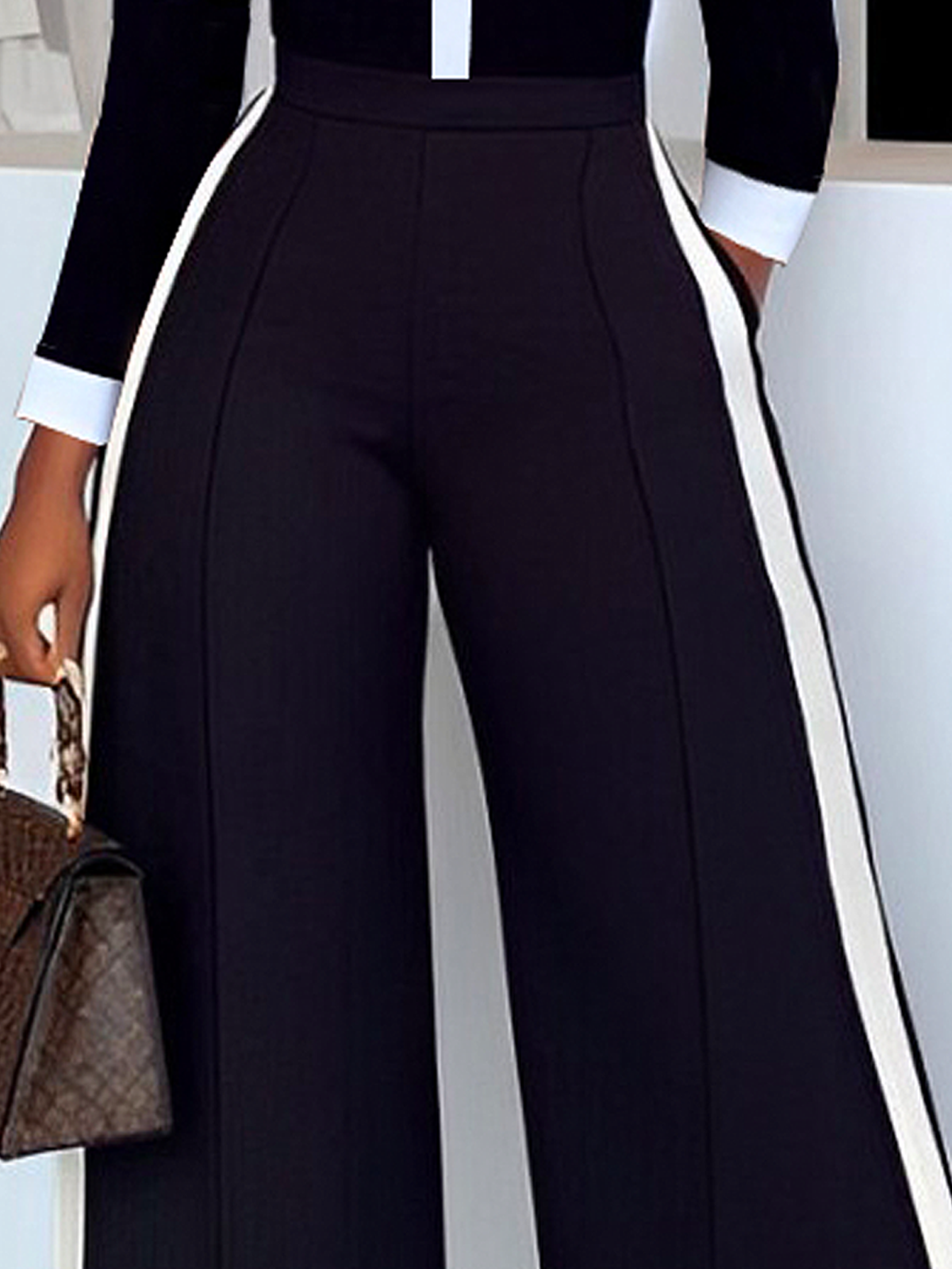 Color Block Urban  Ankle Pants Wide leg pants