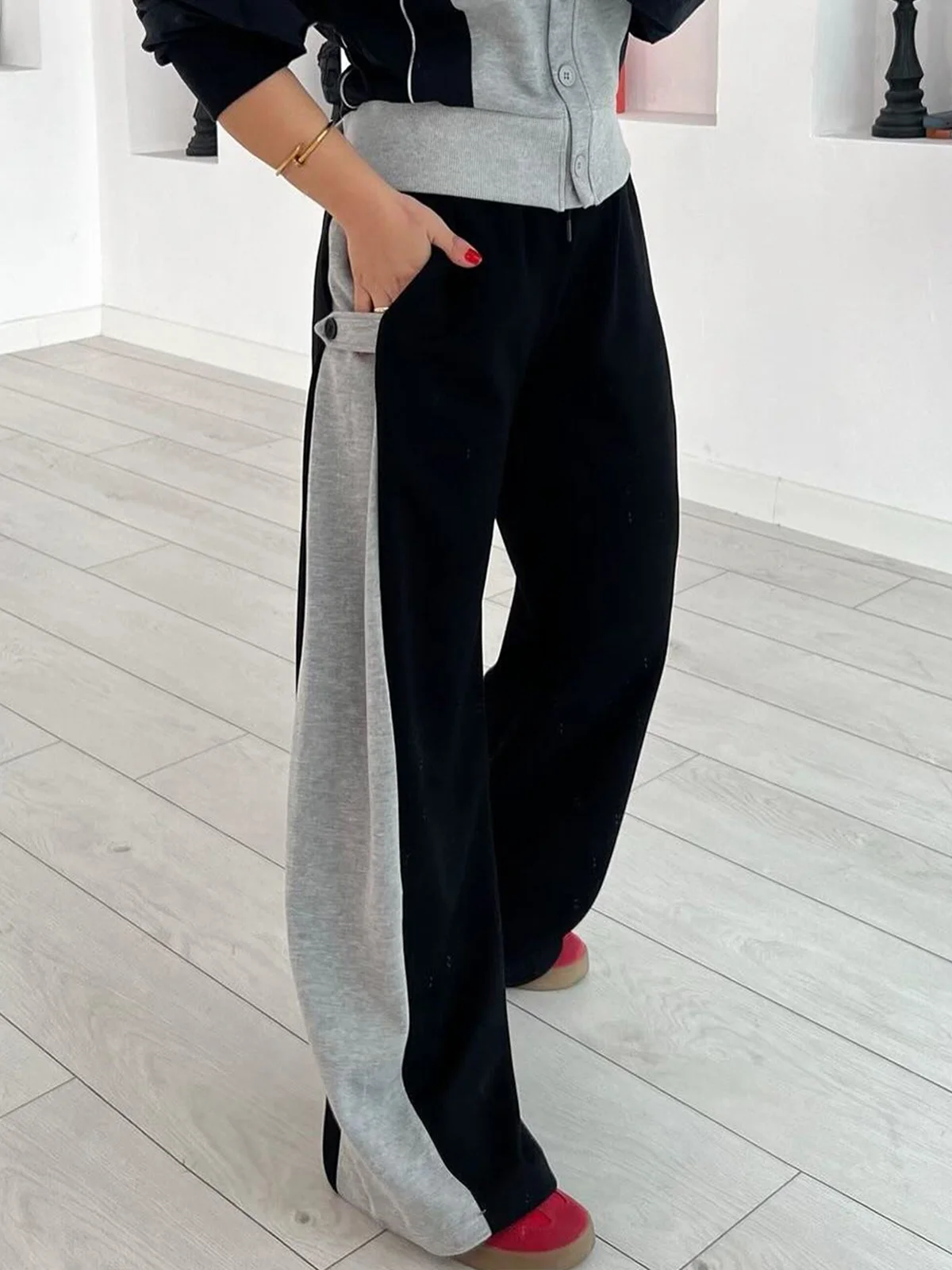 Casual Color Block Fashion Pants