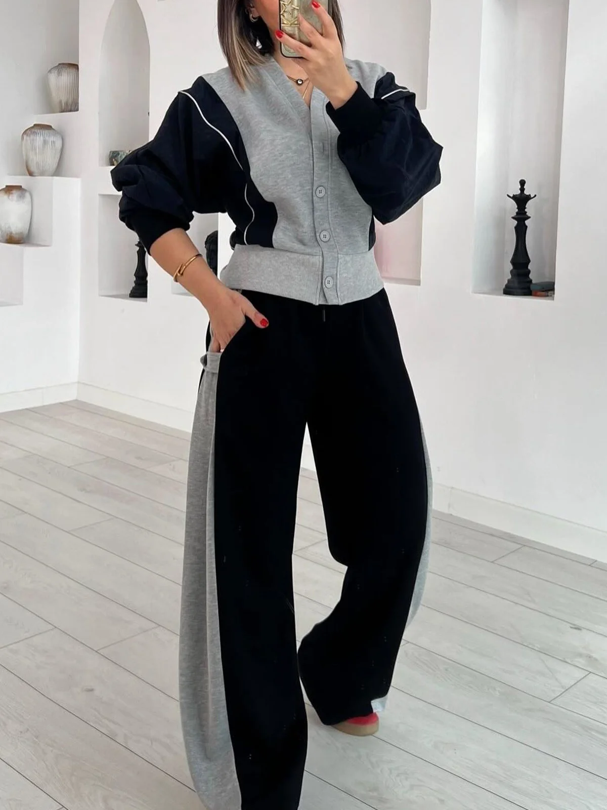 Casual Color Block Fashion Pants