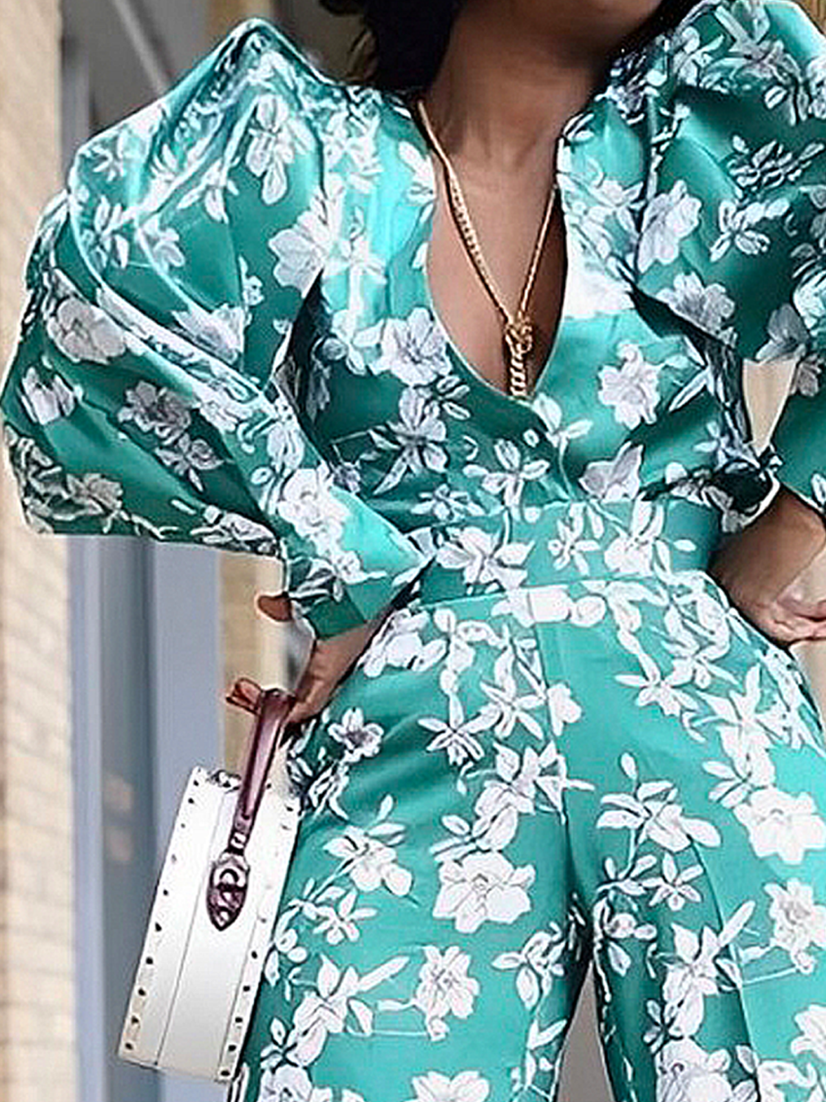 Puff Sleeve Floral  Elegant  Shirt