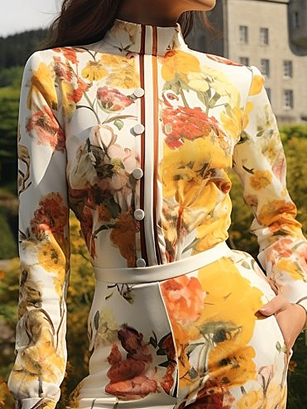 Micro-Elasticity Floral Elegant  Blouse