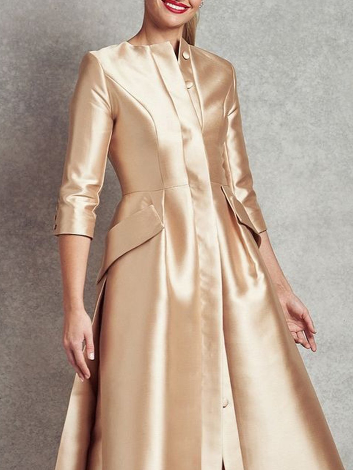 Satin Elegant Crew Neck Party Dress