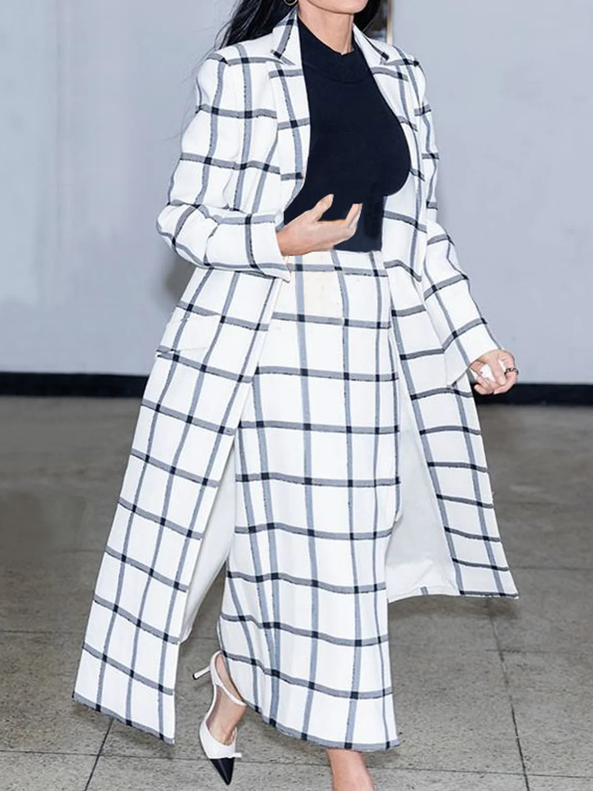 Urban Plaid Loosen Long  Coat