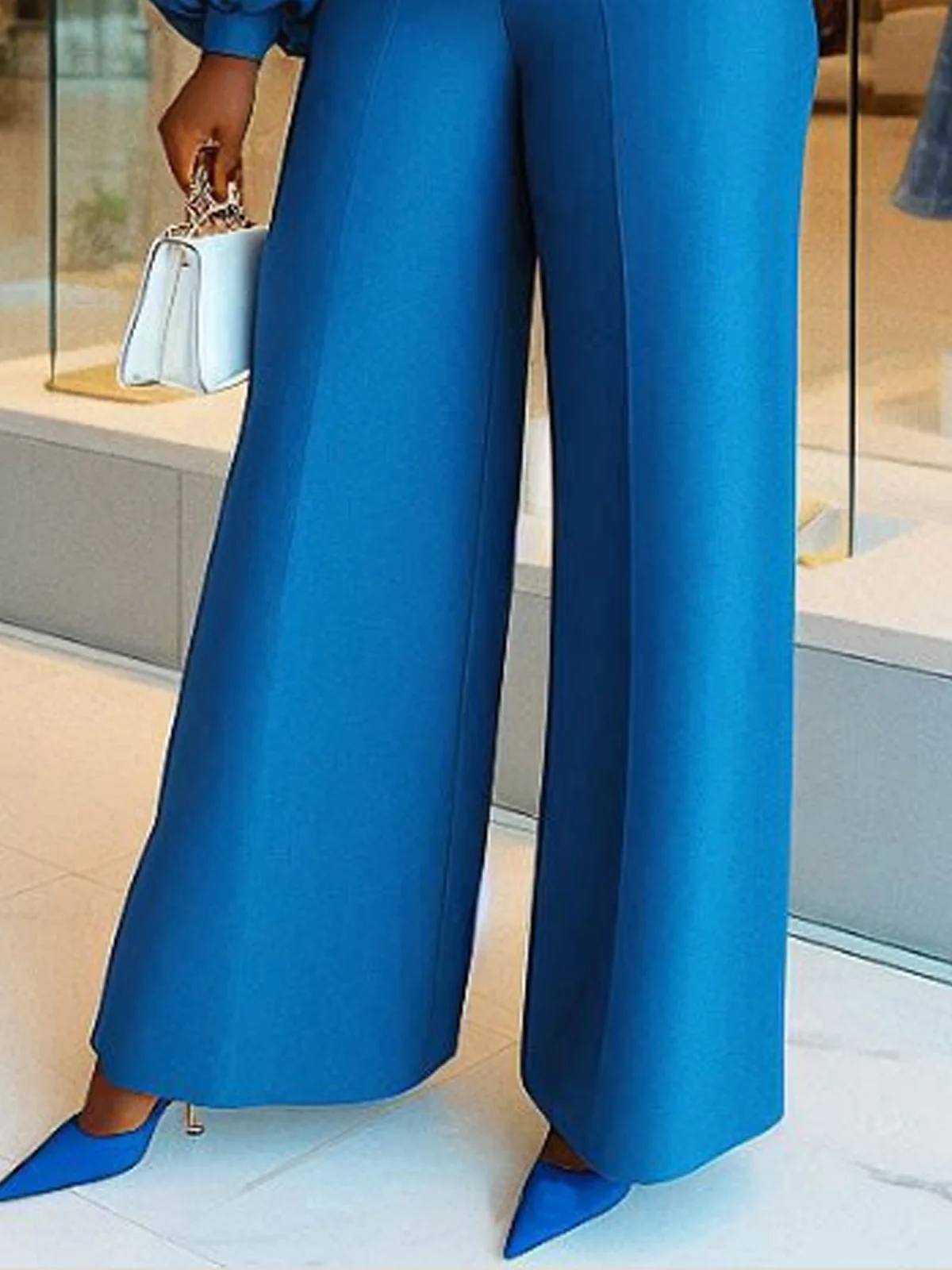 Elegant V Neck Plain Faux Denim Jumpsuit