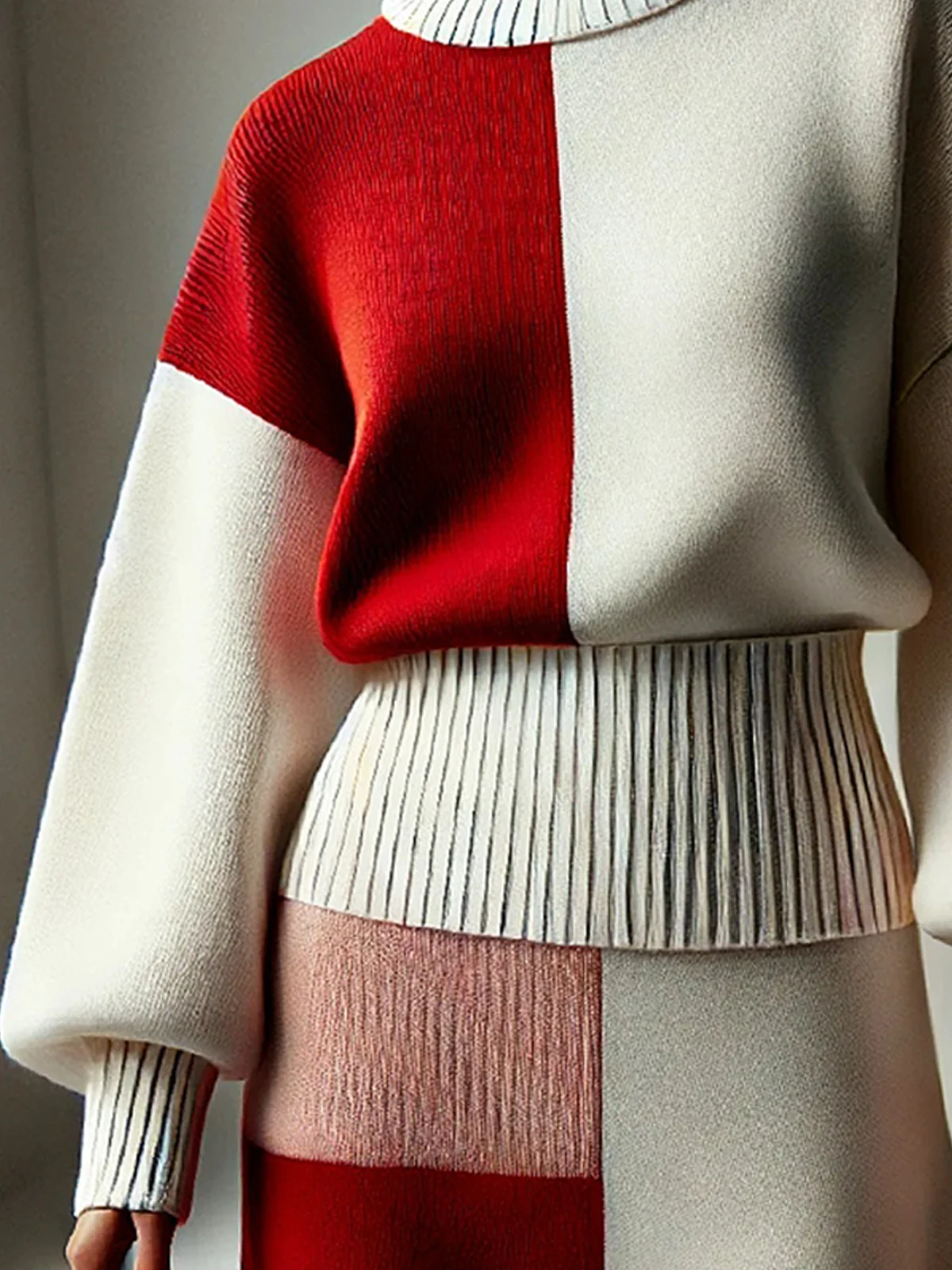 Medium Elasticity  Casual Color Block Sweater