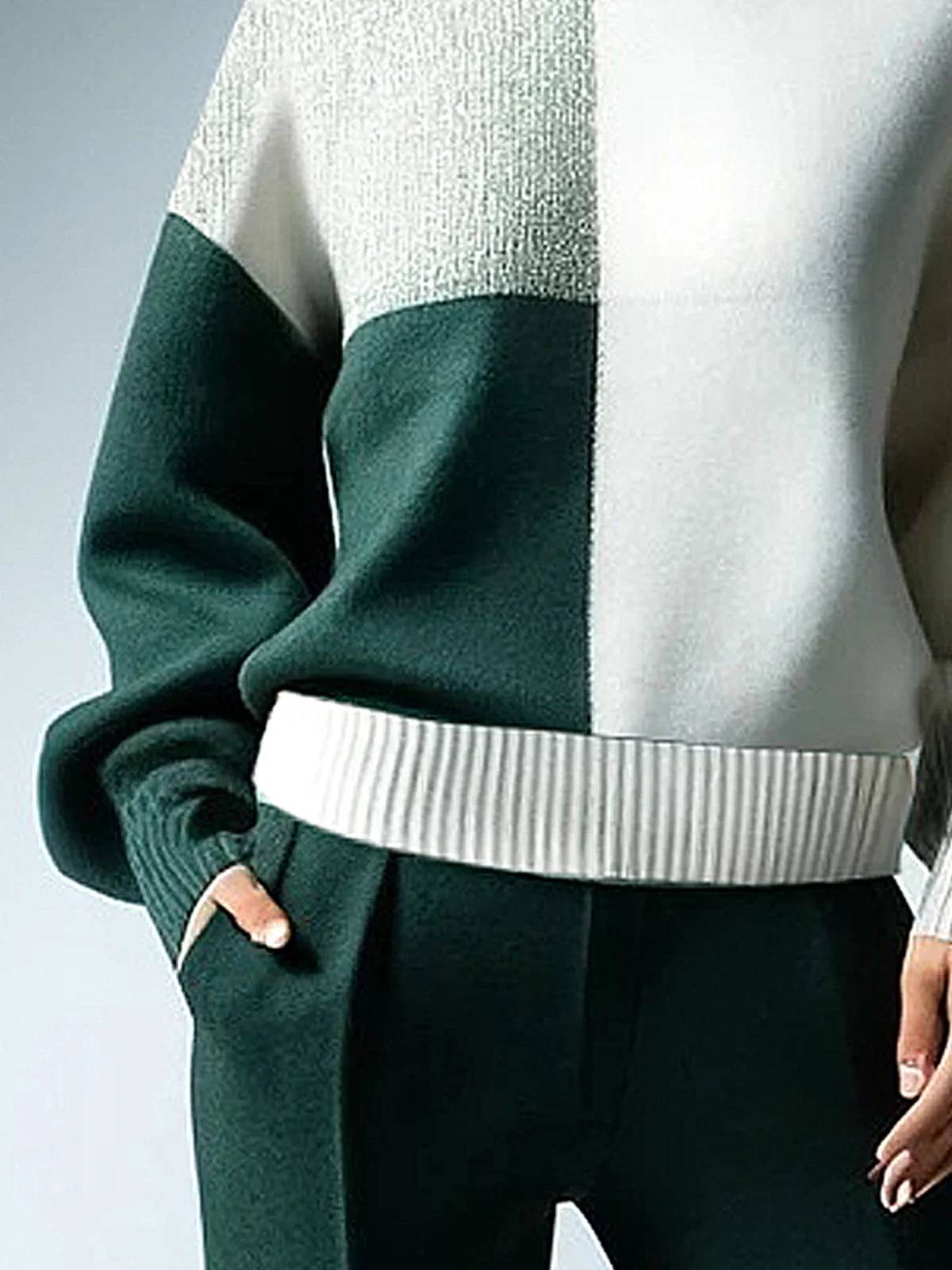 Medium Elasticity Casual Color Block Sweater