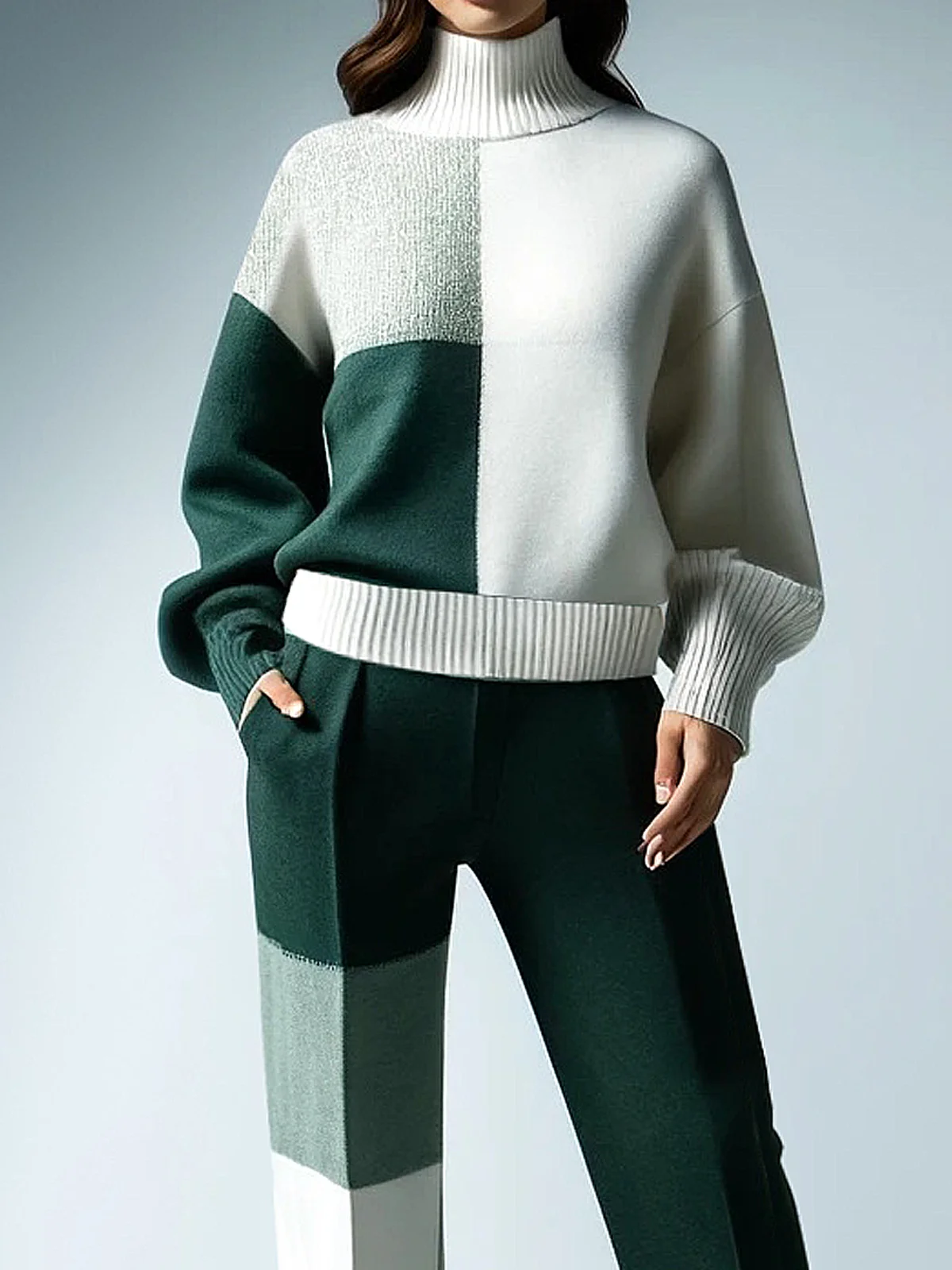 Medium Elasticity Casual Color Block Sweater