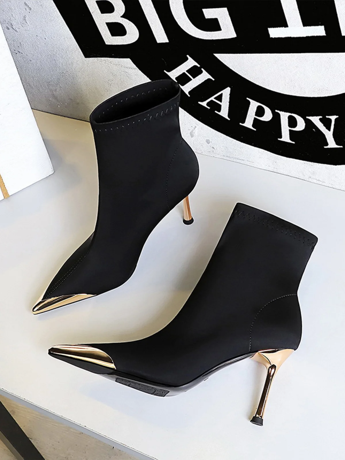 Stiletto Heel Urban Satin Plain Boots